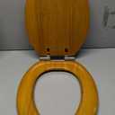 Angel Shield Wood Veneer Natural Toilet Seat with Quiet Close, Easy Clean, Quick-Release Hinges (Elongated, Oak)
