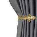 Refila Curtain Holdbacks Vintage Leaf Design Curtain Drapery Tie Back - 2PCS (Gold)