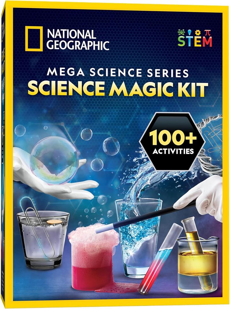 NATIONAL GEOGRAPHIC Science Magic Kit Science Kit for Kids with 100+ Unique Experiments and Magic Tricks, Chemistry Set and STEM Project, A Great Gift for Boys and Girls