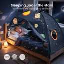Tiny Land Space Galaxy Bed Tent for Kids Sleep Bed Canopy with 9 Planets Design, Easy-to-Install Indoor Kids Play Tent, Imaginative Playhouse, Ideal Gift for Boys & Girls 77" x 40" x 46"