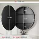 Keonjinn 28 x 28 Inch Round Black Mirror Medicine Cabinet Wall Mounted, Circular Modern Medicine Cabinet with Mirror, Black Framed Medicine Cabinets with Mirror, Vanity Bathroom Mirrors with Storage