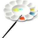 Porcelain Watercolor Palette, Ceramic Artist Paint Palette, Watercolor Mixing Tray for Watercolor Gouache Acrylic Oil Painting (8 * 8'' 13-Well Round)