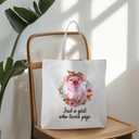 Preppy Animal Tote Bag, Animal Canvas Tote Bag, Reusable Grocery Shopping Shoulder Bags (Pig)