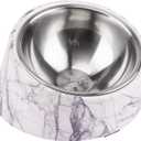 SUPER DESIGN Mess Free 15 Degree Slanted Bowl for Dogs and Cats, Tilted Angle Bulldog Bowl Pet Feeder, Non-Skid & Non-Spill, Easier to Reach Food M/1.5 Cup Marble