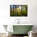 Sunrise Forest Canvas Wall Art Nature Mountain Wall Decor for Living Room Sunset Tree Trails Scenery Painting Decor 24x36, Natural Woods Mountains Landscape Poster Artwork Home Office Decorations