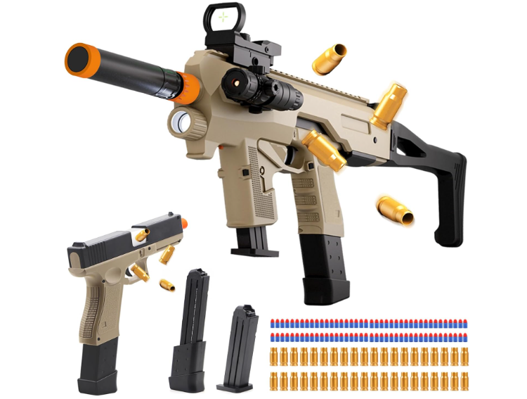 Bugrtey Two Modes Toy Gun Shell Ejecting Rifle with 80 Soft Bullets 40 Shells 2 Clips Soft Bullet Toy Guns Outdoor Shooting Games Christmas Halloween Birthday Gifts
