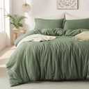 MILDLY Super Soft Duvet Cover - 100% Washed Microfiber Olive Green Comforter Cover Set 3 Pieces with Zipper Closure & Corner Ties (No Comforter) (King(104"x90"), 02 - Olive Green (No Comforter))