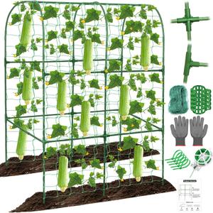 Cucumber Trellis for Raised Bed 50 x 34 Inch U-Shape Garden Trellis for Climbing Plants Outdoors Metal Garden Cucumbers Arch Trellis, Cucumber Plant Support for Tomato, Pea, Zucchini, Vine Flower