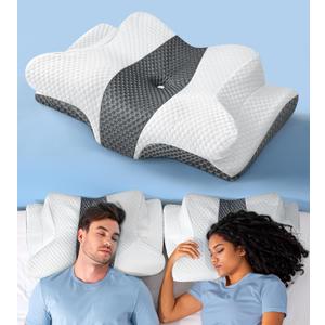 Sleep Doctor Approved Cervical Neck Pillow for Sleeping, Ergonomic Contour Side Sleeper Pillows for Adults, Cooling Orthopedic Pillow for Pain Relief Support, Memory Foam Pillows Back Stomach Sleepers (Dark Gray)