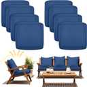 Mindsoft 8 Pcs 24"x24" Patio Cushion Covers Outdoor Cushion Covers Replacement High UV Resistant Anti Slip Waterproof Patio Chair Seat Slipcovers for Outdoor Furniture(Gray Blue)