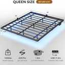 Floating Bed Frame Queen Size, 10" Comfort Height, 4-Side Underbed RGB LED Lights & Charging Station, Metal Platform Bed No Box Spring Needed, Noise-Free, Sturdy 1000lbs Support for Bedroom