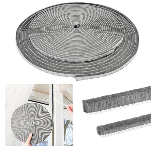 succulentlovers 66 Ft Self-Adhesive Door Soundproofing Strip - 2PCS Brush Weather Stripping Door Seal Includes 0.35" & 0.2" Thick Window Seal Strip Sound Proofing for Door & Window