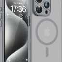 TOCOL Magnetic for iPhone 15 Pro Max Case, Upgraded Full Camera Protection, Compatible with Magsafe, Drop Protection, Translucent Matte Back Bumper Phone Cover 6.7-InchGray