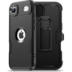 for iPhone Air Magnetic Case with Blet Clip Hoslter,Compatible with Magsafe,2X Screen Protector,Heavy Duty Protection,Rugged & Durable Phone Cover for iPhone Air Case,Black