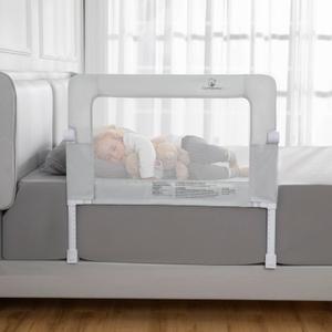 ComfyBumpy Premium Adjustable Bed Rail for Toddlers, Swing-Down Safety Guard, Height Adjusts 24.4"32.3" H, 35.5" Regular Length, Sturdy Steel & Breathable Mesh, for Twin, Full & Queen, Gray, 1-Pack
