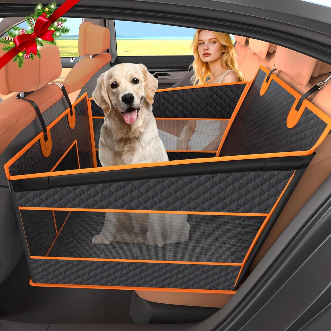 Dog Car Seat for Large Dogs, Back Seat Extender for Dogs, Foldable Pet Car Seat with Waterproof Oxford Fabric and Non-Slip Bottom, All-Around Protection and Strong Support (Black)