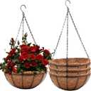 Hanging Baskets for Plants Outdoor(8 inch 4 Pack)- Coconut Coir Hanging Planters Outdoor, Metal Wire Baskets with Coco Liner, Hanging Pots for Plants Indoor, Flower Pots for Railings