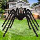 Aitey 8.5 FT Giant Spider Halloween Decorations, Outdoor Halloween Decoration Scary Fake Spider for Yard House Party Supplies Creepy Decor Black