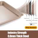 2 x 2 Pack Jelly Roll Pan 15x10 Inch, Diamond Texture Nonstick Cookie Sheet, 0.8mm Thick Heavy Duty Steel Baking Tray, Commercial Gold Baking Pans