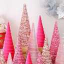 Ireer 12 Pcs Christmas Velvet Trees Set Various Size Velvet Cone Modern Decorations Indoor Table Tree Centerpiece Minimalist Xmas Holiday Winter Home Decor(Pink)