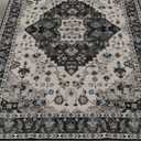 Amearea Vintage Design Area Rugs for Living Room, 6x9 Machine Washable Floral Collection Traditional Bedroom Rug, Low Pile Cute Kids Room Print Carpet, No Slip Office Kitchen Home Decor, Black