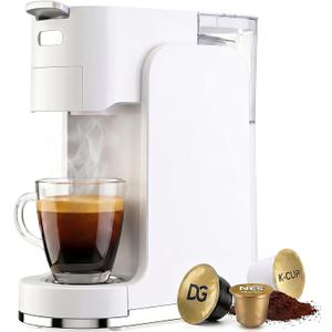 Single-Serve Coffee Maker, 4 in 1 Hot and Iced Coffee Machine, 20-Bar Espresso Coffee Maker for Ground Coffee, K-Cup Pod, NES Original and DG Pod, Customizable Brew Volume, Heats up in 3 seconds