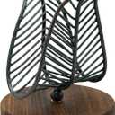 OwlGift Freestanding Modern Napkin Holder w/Golden Turquoise Wrought Iron Leaf & Brown Wooden Base Design, Tabletop Tissue Dispenser, Napkin Storage Organizer