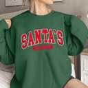LUKYCILD Christmas Vibes Sweatshirt Women Merry Christmas Shirt Xmas Long Sleeve Shirt Winter Holiday Sweatshirts (Medium, Green2-santa)