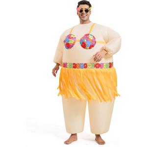 Spinosaurus Inflatable Luau Hula Skirt Costume,Hawaiian Themed Party Funny Blow Up Costumes for Adult Beach Inflatable Suit