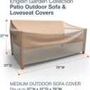 Budge P3W02PM1 English Garden Patio Sofa Cover Heavy Duty and Waterproof, Medium, Tan Tweed, Medium