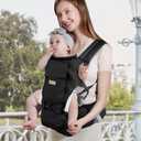 Baby Carrier Newborn to Toddler with Hip Seat, Soft 6-in-1 Ergonomic All Positions Infant Carrier 7-33 Ib with Hood and Multiple Pockets for All Seasion Use for Dad and Mom Black