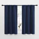 NICETOWN Kitchen Curtains, Short Blackout Curtains & Drapes, Thermal Insulated Rod Pocket Window Treatment Draperies for Nursery (Navy, 29" x 40", Set of 2)