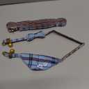 EXPAWLORER Puppy Collar and Leash Set - Embroidery Pawprints Plaid Dog Collar with Bow Tie and Bandana, Cute Collar and Leash for Dogs and Cats, Blue XS