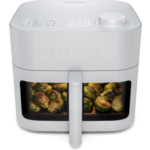 Chefman Crispinator Air Fryer 7-in-1 with 8 Qt Capacity, 450°F Max Temp & TurboFry Pro Technology for Fast, Even Results, Bake, Broil, Dehydrate, Viewing Window, Nonstick Ceramic-Coated Basket, 8 Quart