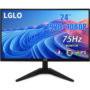24 Inch Computer Monitor for Office & Student, Full HD 1080P IPS Display (1920x1080), 75Hz Refresh Rate, 2ms Response Time, 98% sRGB, 178° Wide Viewing Angle, VGA & HDMI Input, VESA Mountable, Black