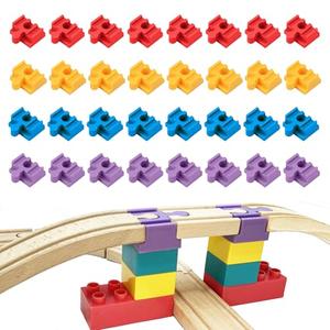 Wooden Train Track Accessories, 32 pcs Wooden Track Connector, Compatible with All Major Brands Wood Train Track, Christmas Birthday Gift for Boys Girls, Train Toys Expansion Pack for Kids Ages 3+