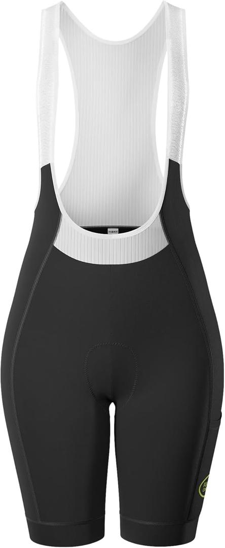 INBIKE Women's Cycling Bib Shorts 4D High Density Sponge Padded Breathable & Reflective Bike Tights with Pockets (Large, Black)