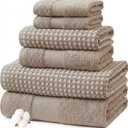 Modern Threads 6 Piece Cotton Bath Towel Set Ultra Soft 600 GSM Towels Bathroom Set with Hand Towels and Washcloths Waffle (Classic Taupe)