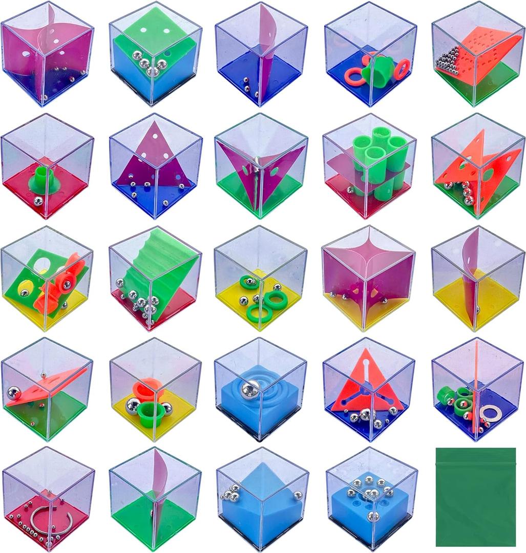Brain Teaser Puzzle Cubes Party Favors for ADHD Autism Kids Adults 24 Pack Fidget Toy Set Gifts Mini Games Stress Relief Stocking Stuffers Bulk Goodie Bag Filler Treasure Box Classroom Prizes School