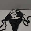 OYOANGLE Women's Micro Thong Bikini Set Halter String Swimsuits Tie Side High Cut Bathing Suits (Medium, Black)