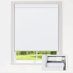LazBlinds No Drill Blinds for Indoor Windows, Blackout Roller Shades, Cordless Window Blackout Blinds, Thermal Insulated Fabric UV Protection for Home and Office, 32.5" W x 48" H, White