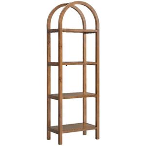 Modway Vexley 72 Inch Tall Narrow Arched Bookshelf in Walnut Modern Pine and Acacia Wood Open Display Bookcase for Living Room, Office, Reading Nook