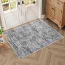 RUGSREAL Small Area Rug 2x3 Entryway Mat with Rubber Backing Stain Resistant Throw Carpet Modern Solid Color Bath Mat Contempowary Washable Rug for Living Room Bedroom Dining Room Kitchen, Ivory/Grey