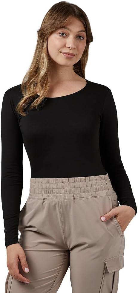32 Degrees Heat Womens Lightweight Baselayer Scoop Top  Thermal Long Sleeve Shirt for Cold Weather (Large, Black)