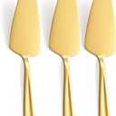 Gold Pie Cake Server Set, GoGeiLi 3-Piece Stainless Steel Pizza Pastry Server Set of 3, 9.3-inch Dessert Server Spatula, Dishwasher Safe