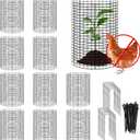 10 Pack 12" H X 4" D Wire Small Plant Protector from Animals, 10 PCS Small Metal Plant Cage Chicken Wire Cloche with Ground Stakes and Nylon Tie to Keep Animals Out, Garden Protection