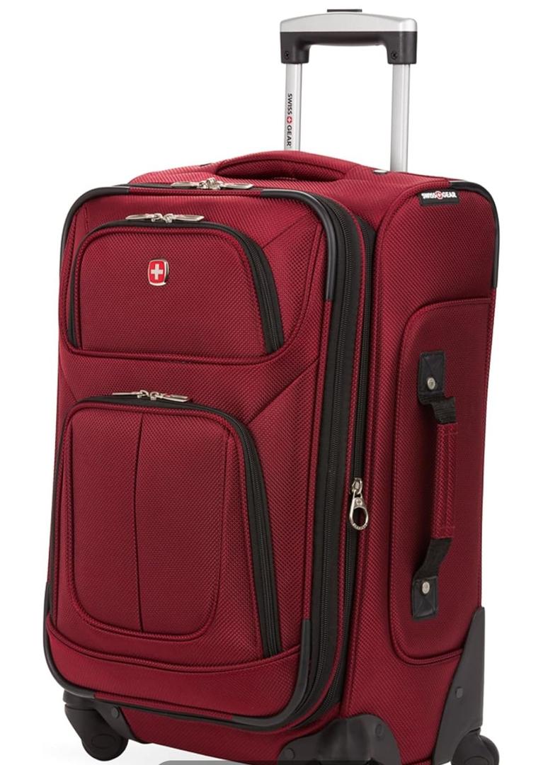 SwissGear Sion Softside Expandable Luggage Carry-On Suitcase with 360 Degree Wheels & Retractable Handle 21 Inch, Perfect for 1-3 Night Trips Burgundy