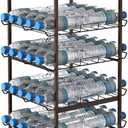 smusei 5 Tier Water Bottle Organizer Vertical Free Standing Storage Shelf Metal Beverage Rack Dispenser Large Capacity Bottled Water Holder Stand for Kitchen Party Pantry, Bronze