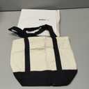 Amylove Canvas Tote Bag with Pockets Duty Canvas Sublimation Blank Small Bag Mini Reusable Tote for Crafts DIY(13" X 11",Black Color,1 Pcs)