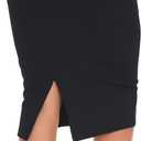 THE GYM PEOPLE Women's High Waist Tummy Control Pencil Skirts Stretchy Bodycon Midi Skirt Below Knee with Back Slit (Black)